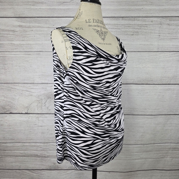 Jostar Vintage Y2k Zebra Print Scoop Neck Women's Sleeveless Top - Picture 3 of 8